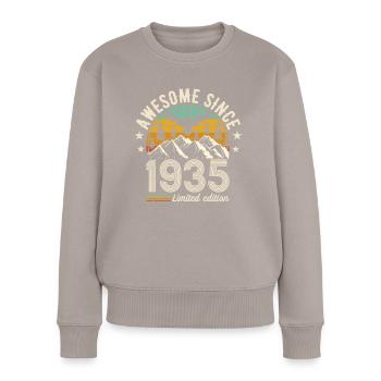 Vintage 89 Geburtstag Retro 1935 - Frauen Premium Bio Pullover - Taupe - Vorne - Julia (174cm)