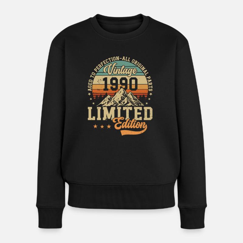 Vintage 1990 Birthday - Frauen Premium Bio Pullover - Schwarz