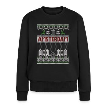 Falscher Weihnachtspullover Amsterdam - Frauen Premium Bio Pullover - Schwarz - Vorne - Julia (174cm)