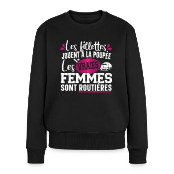 Routière Chauffeur Livreuse Métier Camion Cadeau - Pull Premium bio Femme - noir - Devant - Julia (174cm)