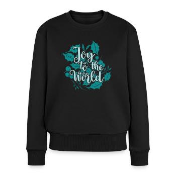 Joy to the World (dunkel) - Frauen Premium Bio Pullover - Schwarz - Vorne - Julia (174cm)