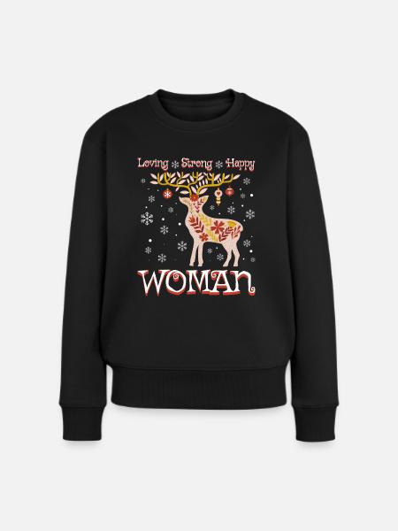Weihnachten Rentiermädchen Frau - Frauen Premium Bio Pullover - Schwarz