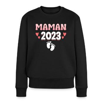 Grossesse Femme Enceinte - Future Maman 2023 - Pull Premium bio Femme - noir - Devant - Julia (174cm)