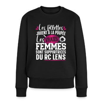 Lens Lensois Supportrice Football Cadeau Femme - Pull Premium bio Femme - noir - Devant - Julia (174cm)