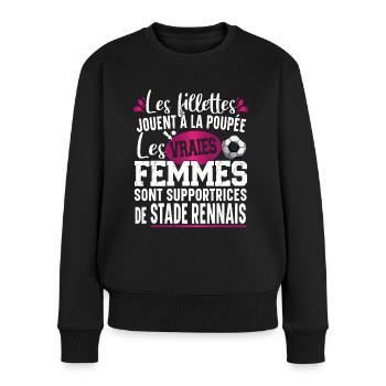 Stade Rennais Supportrice Football Cadeau Femme - Pull Premium bio Femme - noir - Devant - Julia (174cm)