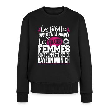 Bayern Munich Supportrice Football Cadeau Femme - Pull Premium bio Femme - noir - Devant - Julia (174cm)