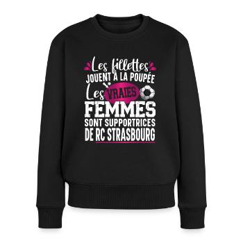 RC Strasbourg Supportrice Football Cadeau Femme - Pull Premium bio Femme - noir - Devant - Julia (174cm)