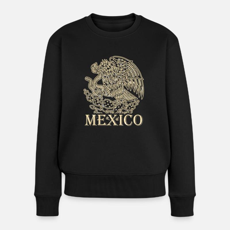 Mexiko Wappen - Frauen Premium Bio Pullover - Schwarz