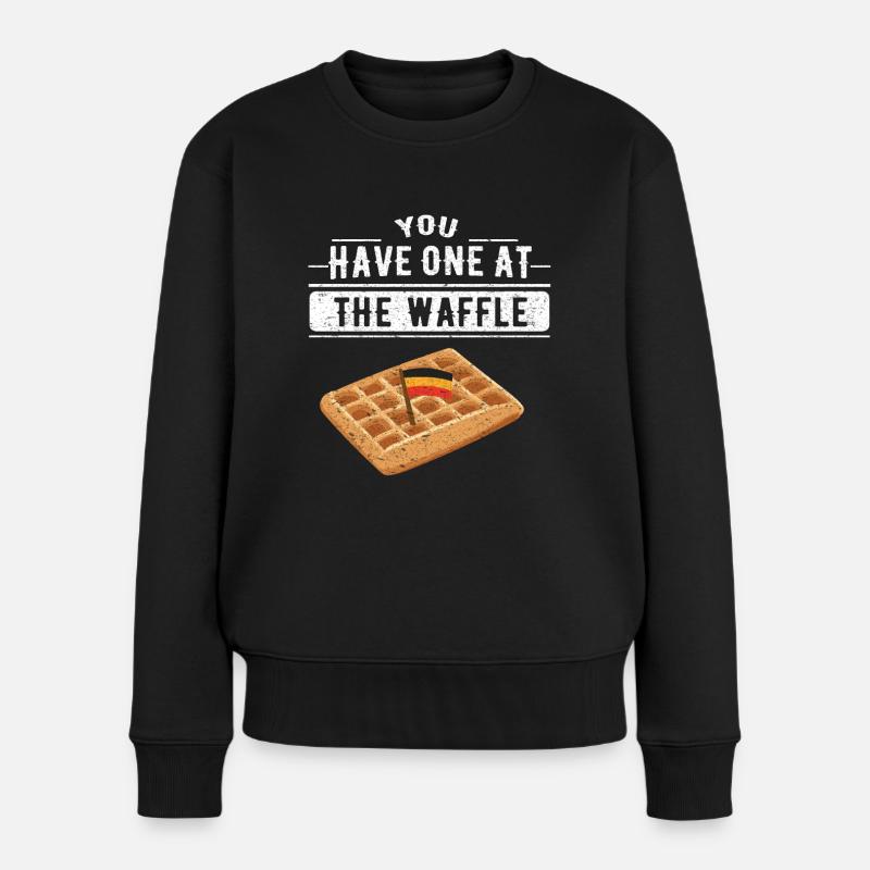 Lustiger Denglisch Waffel Spruch Denglish Sprüche - Frauen Premium Bio Pullover - Schwarz