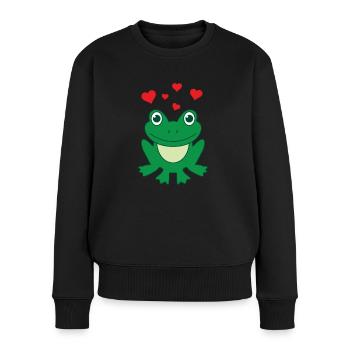 Frog With Hearts Frogs Heart Frogs Gift - Women's Premium Organic Jumper - black - Front - Julia (174cm)