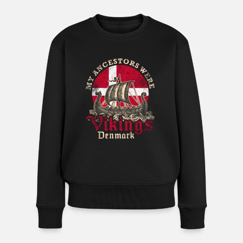 Dänemark Wikinger Schiff - Frauen Premium Bio Pullover - Schwarz