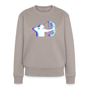 Bogenschiessen - Frauen Premium Bio Pullover - Taupe - Vorne - Julia (174cm)