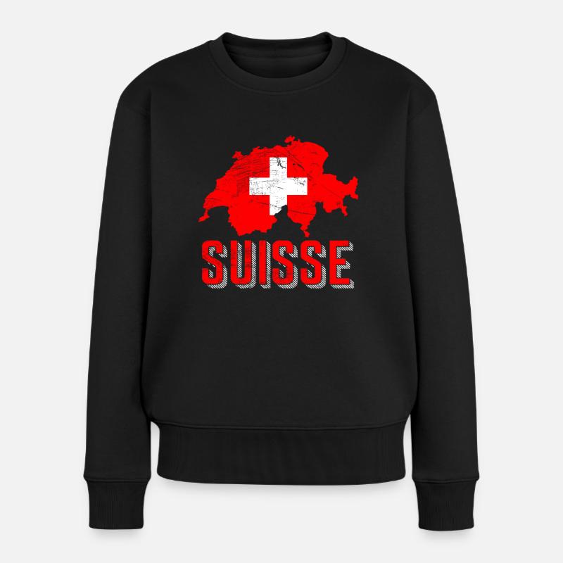 Schweiz - Frauen Premium Bio Pullover - Schwarz