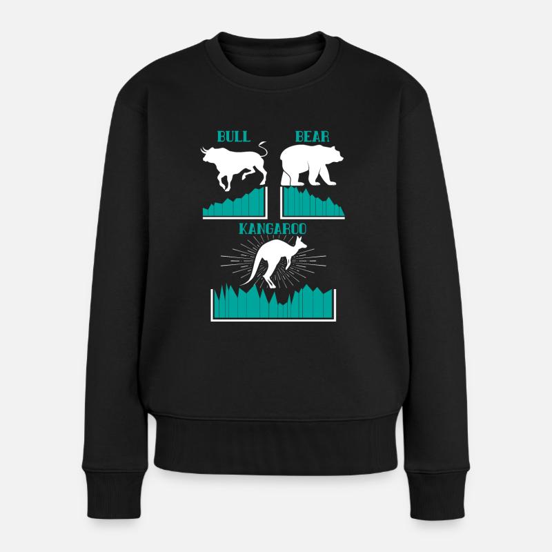 Bull Bear und Kangaroo Market Volatility Trader - Frauen Premium Bio Pullover - Schwarz