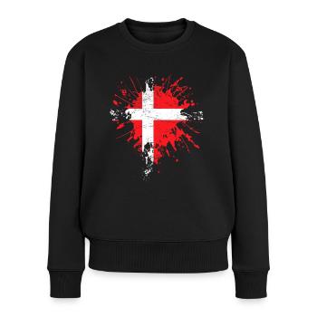 Dänemark Flagge - Frauen Premium Bio Pullover - Schwarz - Vorne - Julia (174cm)