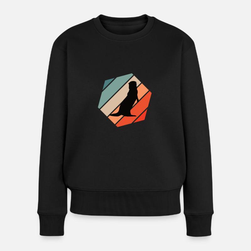Otter Silhouette Retro - Frauen Premium Bio Pullover - Schwarz