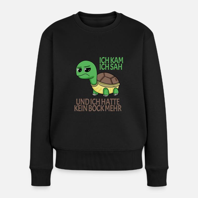 Schildkröte Kein Bock lustiger Spruch - Frauen Premium Bio Pullover - Schwarz