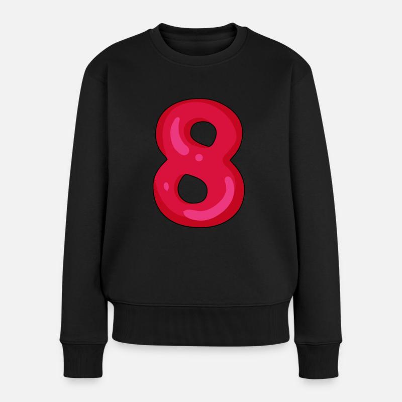 Nummer 8 - Zahl 8 - Frauen Premium Bio Pullover - Schwarz