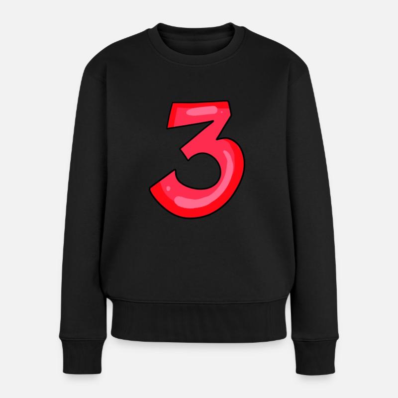 3 rouge - numéro trois - chiffre - Pull Premium bio Femme - noir