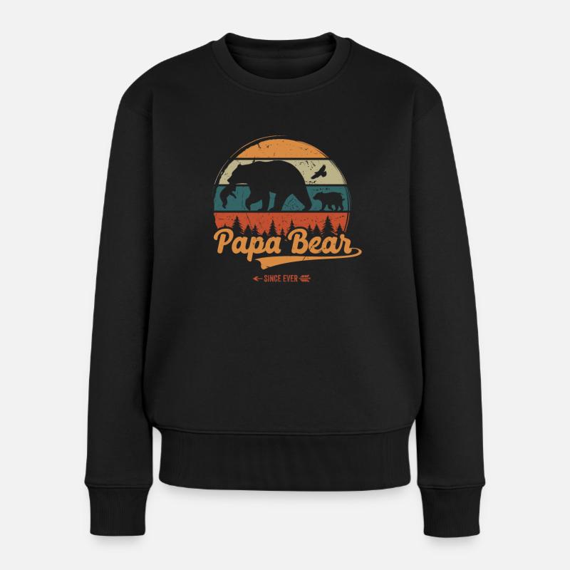 Vatertag Papabear Papa Retro Vintage - Frauen Premium Bio Pullover - Schwarz