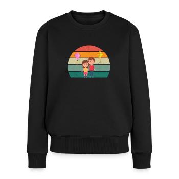 Drachensteigen Wind Herbst Papierdrache Drachen - Frauen Premium Bio Pullover - Schwarz - Vorne - Julia (174cm)