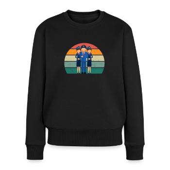Flugzeuge Flieger Fliegen Pilot Pilotin Flughafen - Frauen Premium Bio Pullover - Schwarz - Vorne - Julia (174cm)