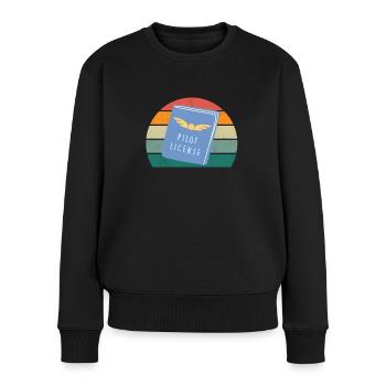 Flugzeuge Flieger Fliegen Pilot Pilotin Flughafen - Frauen Premium Bio Pullover - Schwarz - Vorne - Julia (174cm)