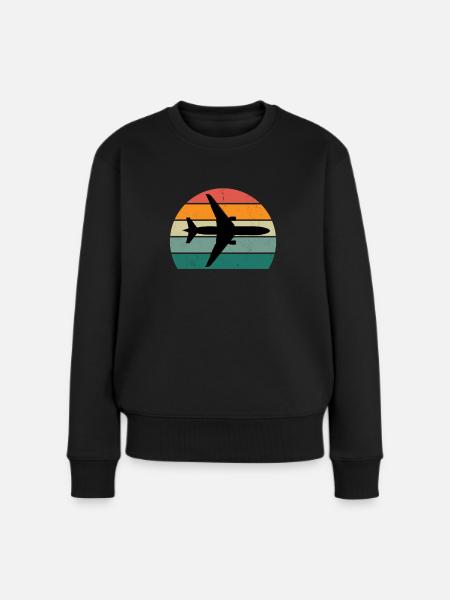 Flugzeuge Flieger Fliegen Pilot Pilotin Flughafen - Frauen Premium Bio Pullover - Schwarz
