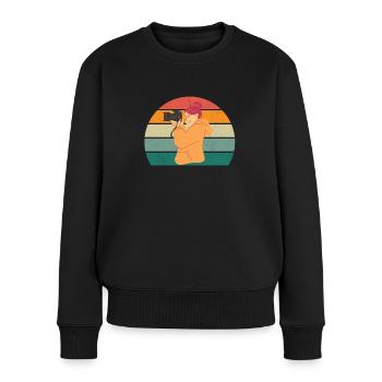 Foto Fotos Fotografin Fokus Fokussieren Fotograf - Frauen Premium Bio Pullover - Schwarz - Vorne - Julia (174cm)