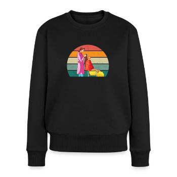 Haare schneiden Friseuse Frisörin Schere Fön Haar - Frauen Premium Bio Pullover - Schwarz - Vorne - Julia (174cm)
