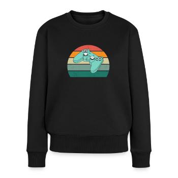 Zocker Zocken game Spiel Computer PC Konsole Gamer - Frauen Premium Bio Pullover - Schwarz - Vorne - Julia (174cm)
