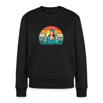 Gärtner Gärtnerin Hecke Rasen Rasenmähen Garten - Frauen Premium Bio Pullover - Schwarz - Vorne - Julia (174cm)