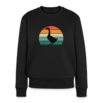 Oies Oiseaux Noël Oie Mouches Oiseaux Oie Oie - Pull Premium bio Femme - noir - Devant - Julia (174cm)