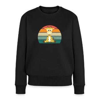 Giraffen langer Hals Flecken Fell Afrika Giraffe - Frauen Premium Bio Pullover - Schwarz - Vorne - Julia (174cm)