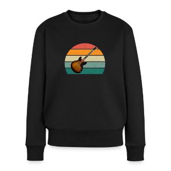 Gitarrist Gitarristin Gitarrenspieler Bass Gitarre - Frauen Premium Bio Pullover - Schwarz - Vorne - Julia (174cm)