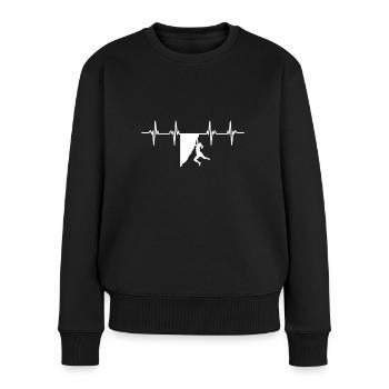 Kletterer Klettererin Bouldern Boulderin Klettern - Frauen Premium Bio Pullover - Schwarz - Vorne - Julia (174cm)