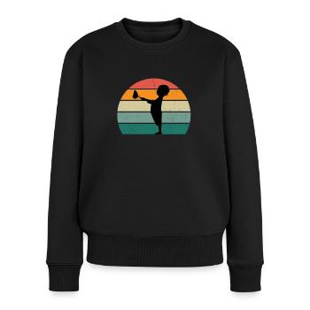 Schmetterling Raupe Raupen Kokon Fliegen Blüte - Frauen Premium Bio Pullover - Schwarz - Vorne - Julia (174cm)