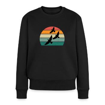 vögel fliegen gleiten luft feder federn flug vogel - Frauen Premium Bio Pullover - Schwarz - Vorne - Julia (174cm)