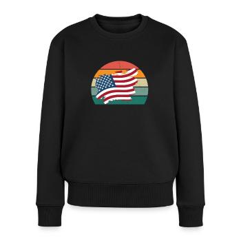Vereinigte Staaten Amerikaner Amerikanerin USA - Frauen Premium Bio Pullover - Schwarz - Vorne - Julia (174cm)