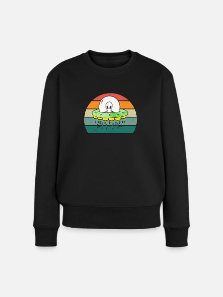Aliens Alien Weltraum Weltall Fliegende Ufos UFO - Frauen Premium Bio Pullover - Schwarz