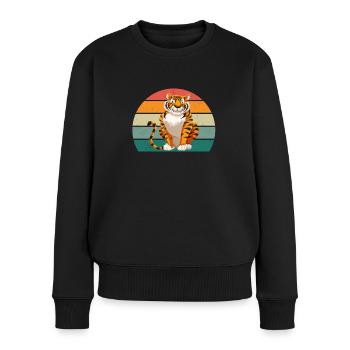 amurtiger tigerkäfig großkatze katze asien tiger - Frauen Premium Bio Pullover - Schwarz - Vorne - Julia (174cm)