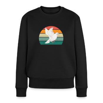 taube taubenfeder taubenflug taubenscharr tauben - Frauen Premium Bio Pullover - Schwarz - Vorne - Julia (174cm)