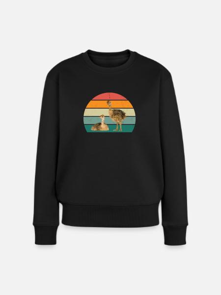 strauße laufvögel laufvogel vogel strauß afrika - Frauen Premium Bio Pullover - Schwarz