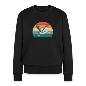 Störche Störchin Baby Kinder Kind Schnabel Storch - Frauen Premium Bio Pullover - Schwarz - Vorne - Julia (174cm)