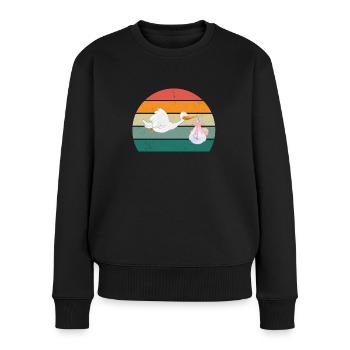 Störche Störchin Baby Kinder Kind Schnabel Storch - Frauen Premium Bio Pullover - Schwarz - Vorne - Julia (174cm)
