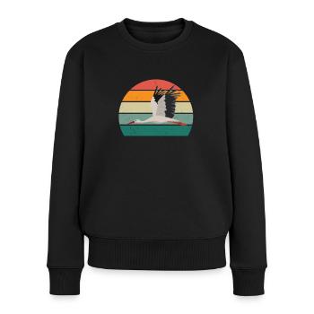 Störche Störchin Baby Kinder Kind Schnabel Storch - Frauen Premium Bio Pullover - Schwarz - Vorne - Julia (174cm)