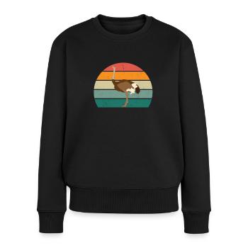 strauße laufvögel laufvogel vogel strauß afrika - Frauen Premium Bio Pullover - Schwarz - Vorne - Julia (174cm)