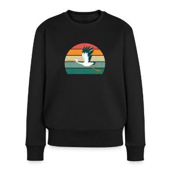 Störche Störchin Baby Kinder Kind Schnabel Storch - Frauen Premium Bio Pullover - Schwarz - Vorne - Julia (174cm)