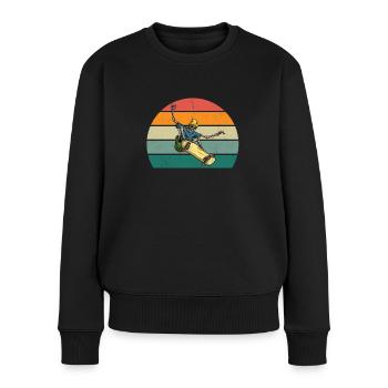 skatboarden skatboarder skatboarderin skatboard - Frauen Premium Bio Pullover - Schwarz - Vorne - Julia (174cm)