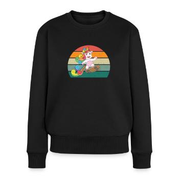 skatboarden skatboarder skatboarderin skatboard - Frauen Premium Bio Pullover - Schwarz - Vorne - Julia (174cm)